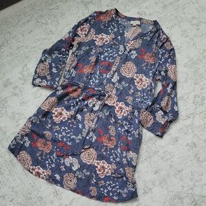 LOFT Blue and Red Floral Dress